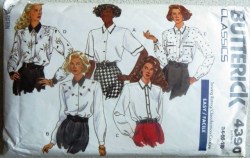 4390 BUTTERICK EZ LOOSE COLLAR SS-LS BUTTON BLOUSE ROSEBUD PATTERN 8-12 or 14-18 choice uncut